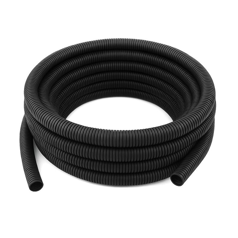 MGI SpeedWare Corrugated Non-Split Conduit, Black Wire Tubing for High-Temperature Automotive Harness and Indoor Outdoor Wire Management - 25ft Length (Inner Diameter 3/4") - Image 1